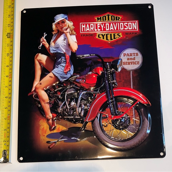 Retro Harley-Davidson Motorcycles Metal Sign  Mechanic Pin-Up Limited Edition - Picture 4 of 6
